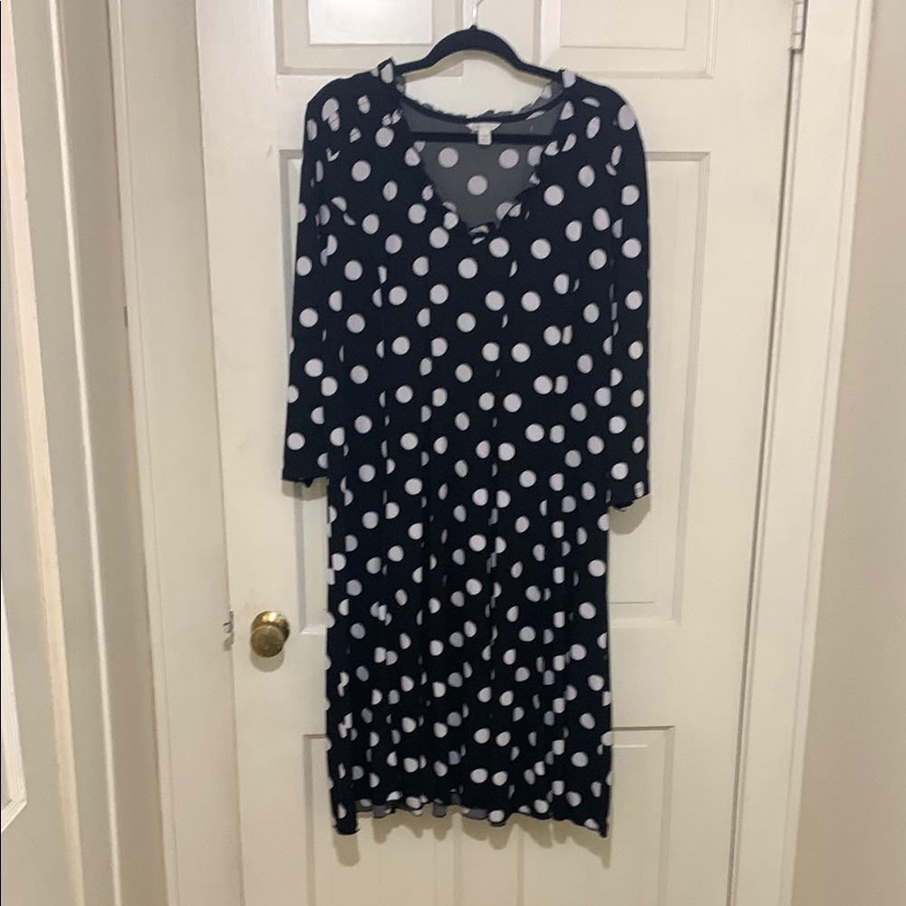 Cato Blue and White V-Neck Sundress